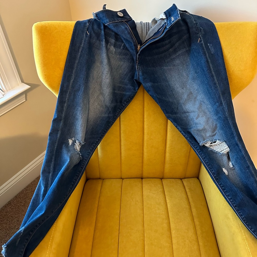 Blue distressed express jeans